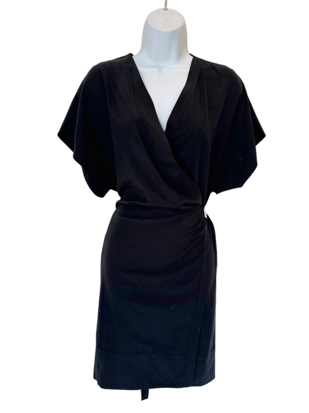 Diane Von Furstenberg Aiko Black Kimono Wrap Dress 100% Silk Size 6